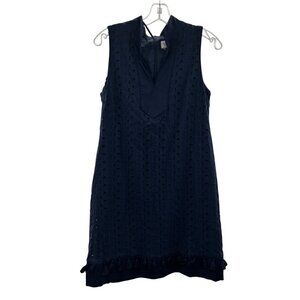 Eliza J Women's Sleeveless Eyelet Lace Shift Dress Navy Size 10 Zip